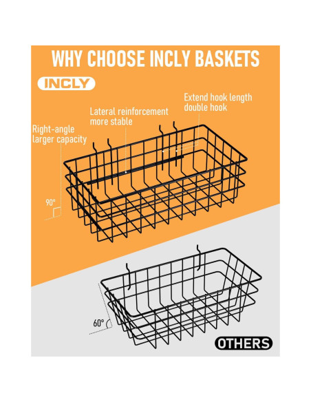 Juego de 4 Cestas Cuadradas INCLY para Tablero Perforado