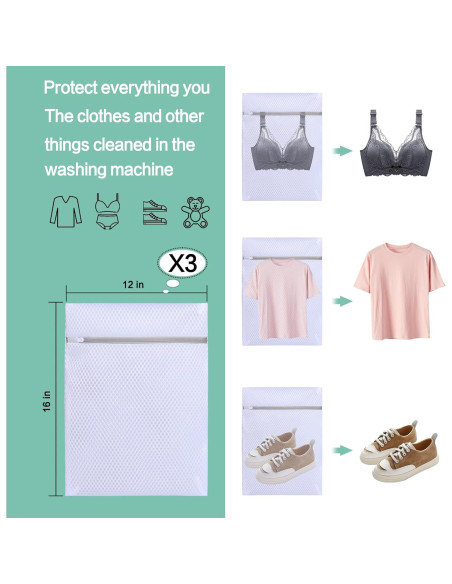 Paquete de 3 Bolsas de Malla Syhskhy para Lavadora 30x40 cm