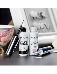 Set de Gel de Uñas RARJSM Negro y Blanco 8ml con Pincel Delgado 2