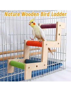 Escalera de Madera Natural Hamiledyi para Aves 17.94x10cm 2