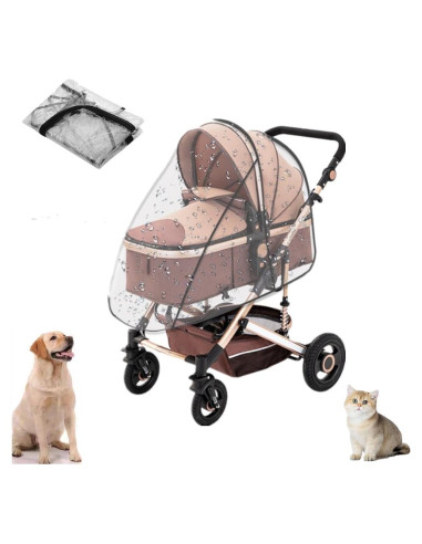 Cubierta de Lluvia para Carrito de Mascotas EVA - Plegable y Transparente