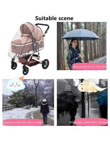 Cubierta de Lluvia para Carrito de Mascotas EVA - Plegable y Transparente