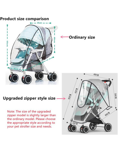 Cubierta de Lluvia para Carrito de Mascotas EVA - Plegable y Transparente