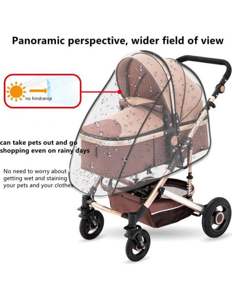 Cubierta de Lluvia para Carrito de Mascotas EVA - Plegable y Transparente