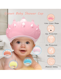 Gorro de Ducha para Bebé Rosa - Visor Protector Ajustable 2