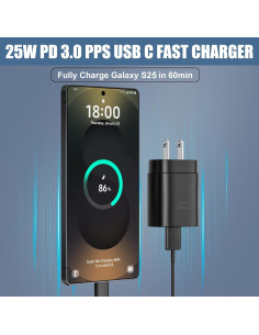 Cargador Rápido 25W USB-C DiHines + Cable 2x8FT 2
