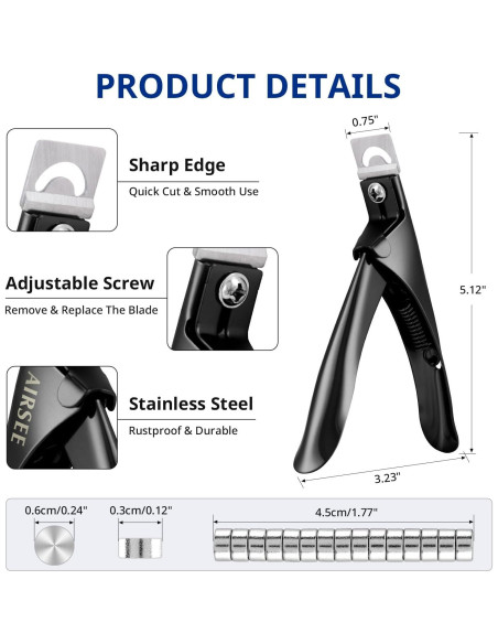 Cortador de Uñas Acrílicas AIRSEE Profesional con 15 Imán