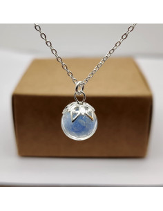 Collar de bola de vidrio azul que brilla en la oscuridad 10 mm plata 925 2