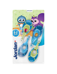 Cepillo de dientes para bebés Jordan Paso 1 - 0 a 2 años, 4 unidades