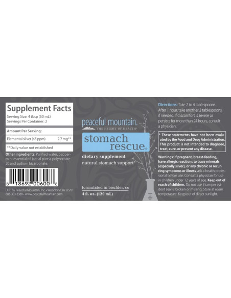 Suplemento Natural para Estómago Peaceful Mountain 118 ml