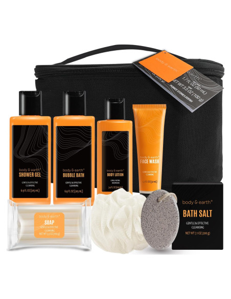 Cesta de Regalo Body & Earth para Hombres - Set de Baño Aroma Cítrico