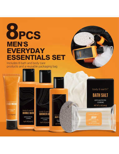 Cesta de Regalo Body & Earth para Hombres - Set de Baño Aroma Cítrico