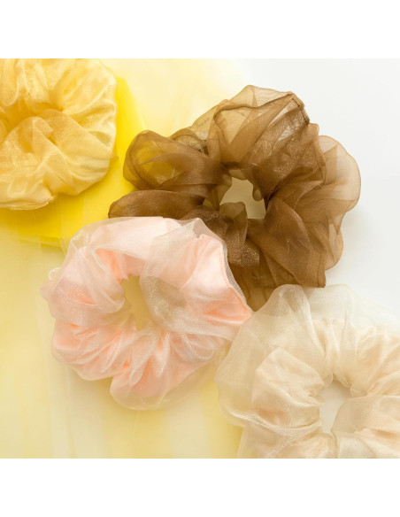 Scrunchies LED Brillantes Aosimin - Set de 4 Coletas Neón