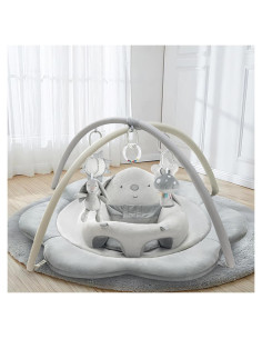 Alfombra de Juego 3 en 1 para Bebés Gris - Gimnasio de Actividades