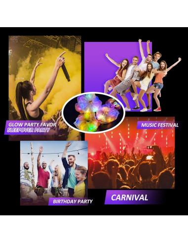 Scrunchies LED Brillantes Aosimin - Set de 4 Coletas Neón