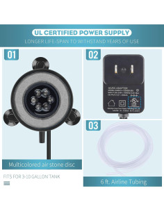 Disco de aire Pawfly 2" con luz LED para acuario 2