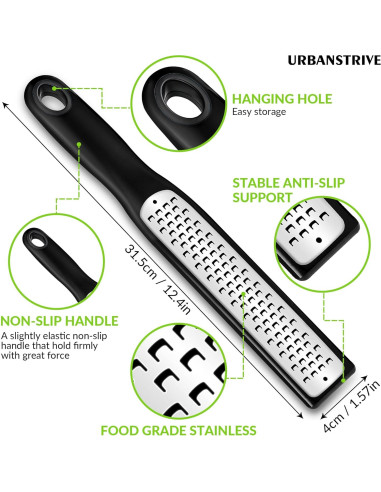 Rallador de Queso Urbanstrive de Acero Inoxidable Negro