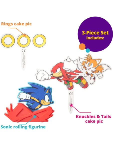 Adorno para Pastel Sonic the Hedgehog DecoPac - 3 Piezas