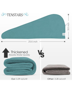 Toallas de Microfibra para Cabello TENSTARS - 5 Piezas 28x71 cm 2