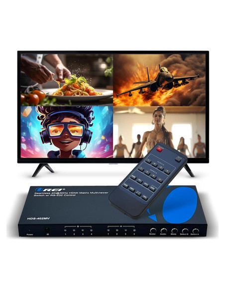 Conmutador HDMI 4 en 2 OREI HDS-402MV 4K PIP Control Remoto