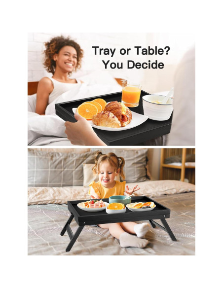 Mesa Bandeja de Cama Plegable Pipishell 41.4x27.9cm Bambú Negro