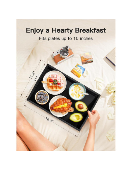 Mesa Bandeja de Cama Plegable Pipishell 41.4x27.9cm Bambú Negro