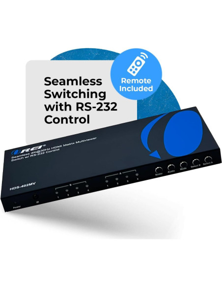 Conmutador HDMI 4 en 2 OREI HDS-402MV 4K PIP Control Remoto