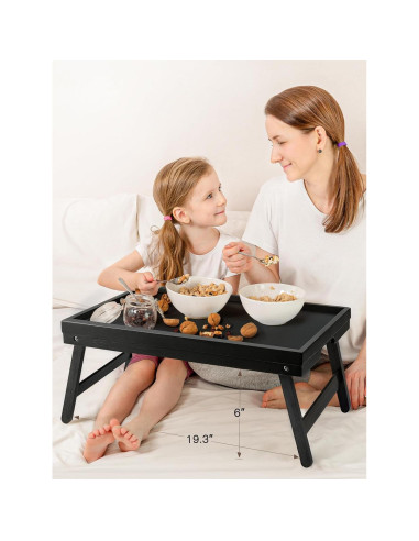 Mesa Bandeja de Cama Plegable Pipishell 41.4x27.9cm Bambú Negro