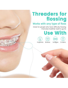 Hilos de Floss Multifuncionales Veexio FT400 con Hilo Dental Cerado Menta 2