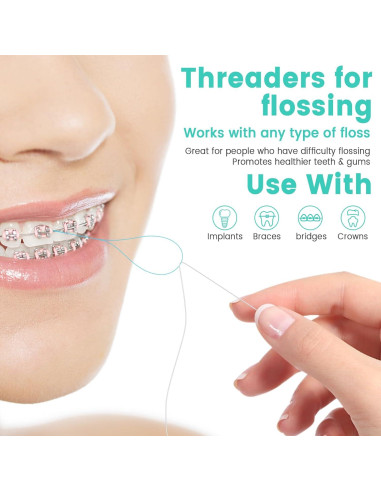 Hilos de Floss Multifuncionales Veexio FT400 con Hilo Dental Cerado Menta