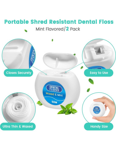 Hilos de Floss Multifuncionales Veexio FT400 con Hilo Dental Cerado Menta