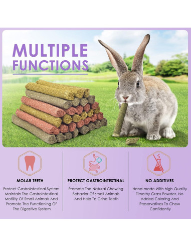 Palitos de Masticar Conejo Bissap 36PCS Heno Timothy y Zanahoria