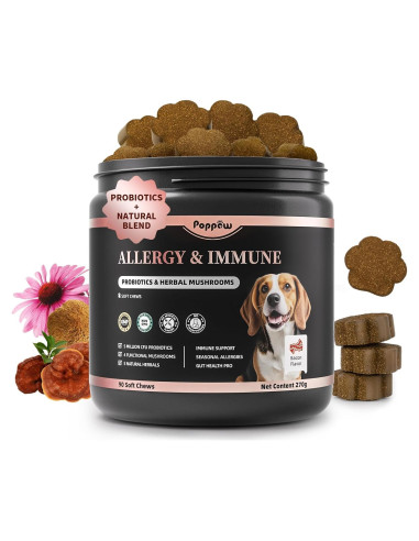 Masticables para Alergias de Perro POPPAW - 90 Unidades Sabor Tocino