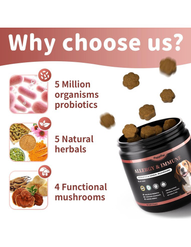 Masticables para Alergias de Perro POPPAW - 90 Unidades Sabor Tocino