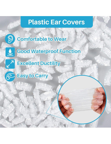 300 Cubiertas de Oído Desechables LY - Impermeables para Ducha y Tinte