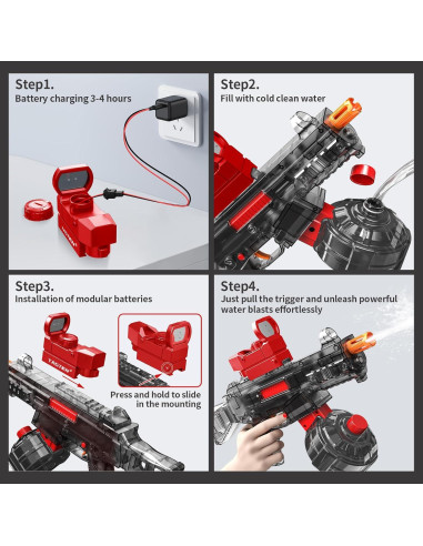 Pistolas de Agua Eléctricas TASTIEN - Paquete de 2, 11 m
