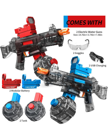 Pistolas de Agua Eléctricas TASTIEN - Paquete de 2, 11 m