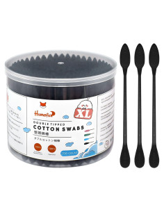 Q-tips XL Negro HOMEFOX - 250 Bastones de Algodón Orgánico