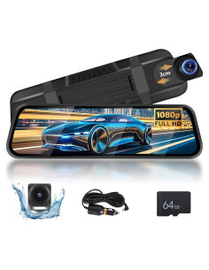 Cámara de Espejo Retrovisor Podofo 9.66" Doble Cámara 1080P