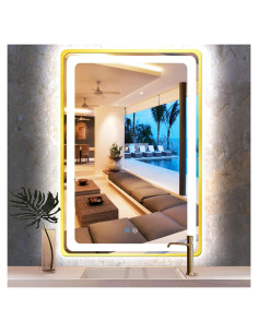 Espejo LED TiliKuly 101.6x76.2 cm Dorado Regulable 3 Colores