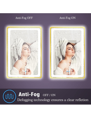 Espejo LED TiliKuly 101.6x76.2 cm Dorado Regulable 3 Colores