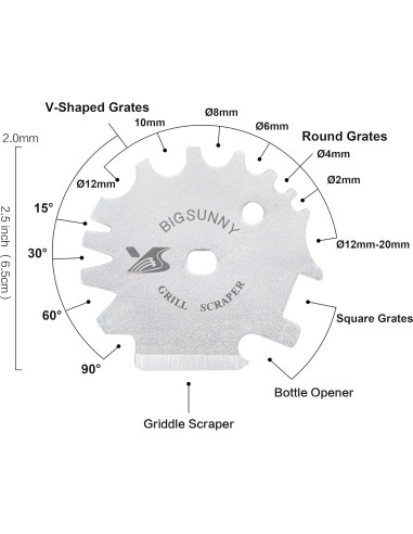 Raspador de Acero Inoxidable MSY BIGSUNNY 30.48 cm para Parrilla