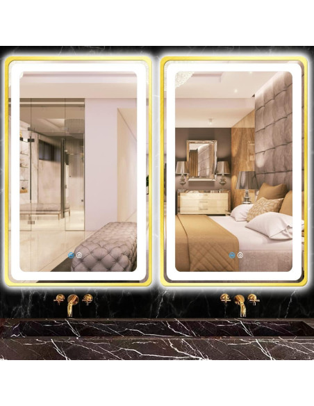 Espejo LED TiliKuly 101.6x76.2 cm Dorado Regulable 3 Colores