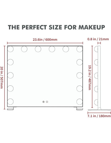 Espejo de Maquillaje Iluminado BEAUTME 60x50.7cm LED Táctil