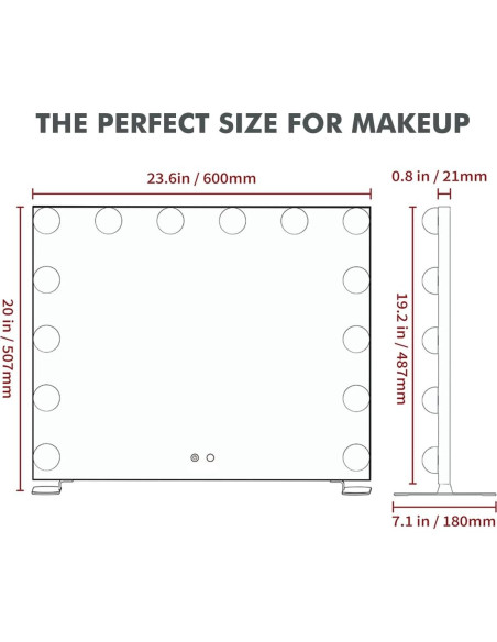 Espejo de Maquillaje Iluminado BEAUTME 60x50.7cm LED Táctil