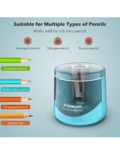Sacapuntas Eléctrico Zuukoo Azul, Automático y Manual, Portátil 2