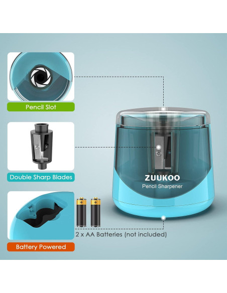 Sacapuntas Eléctrico Zuukoo Azul, Automático y Manual, Portátil
