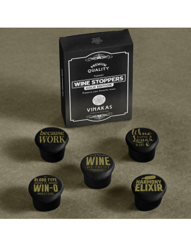 Juego de 5 Tapones de Vino de Silicona EL ÚNICO REGALO