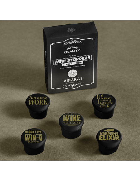 Juego de 5 Tapones de Vino de Silicona EL ÚNICO REGALO