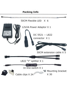 Kit de Iluminación Bajo Gabinete Litever 6 Tiras LED 50 cm 24W 2